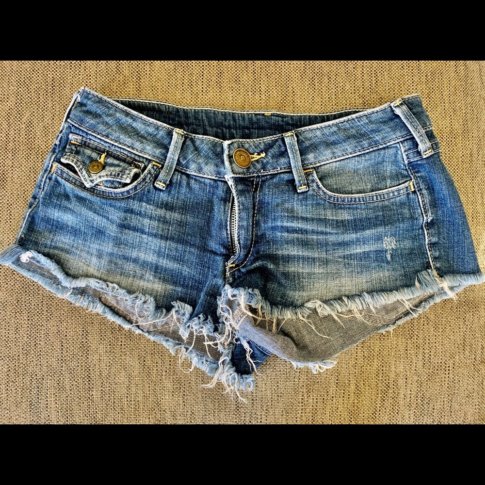 True Religion denim shorts, size 27